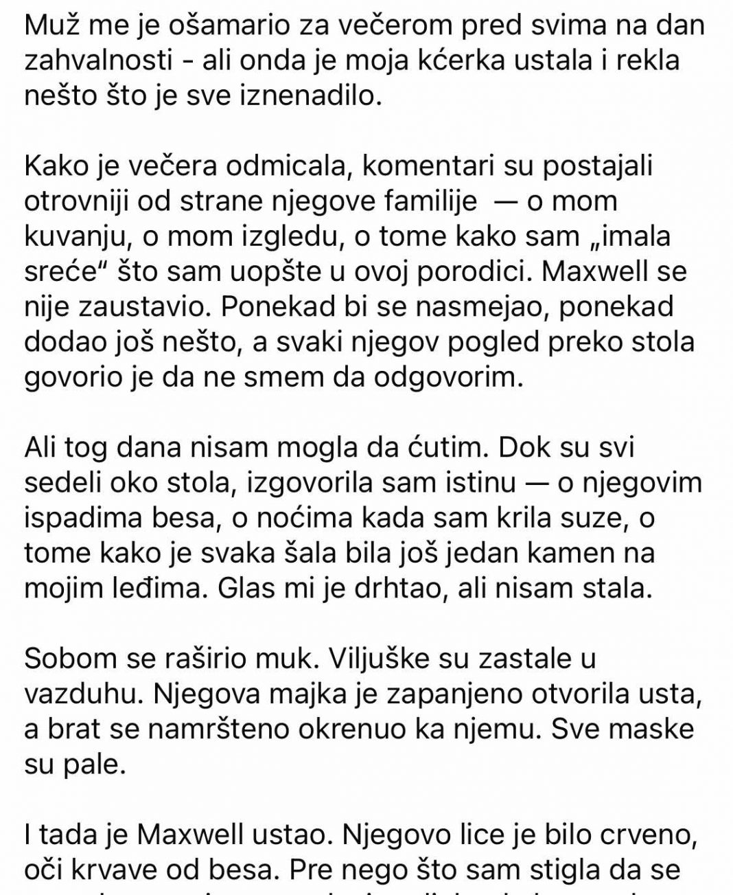 Muž me je ošamario za večerom pred svima na dan zahvalnosti – ali onda je moja kćerka ustala i rekla nešto što je sve iznenadilo. - featured image