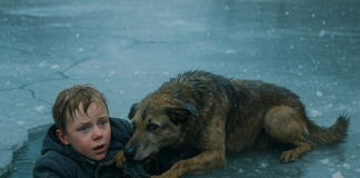 Dječak je propao kroz led, ali u blizini je bio pas lutalica i izvukao ga je za jaknu